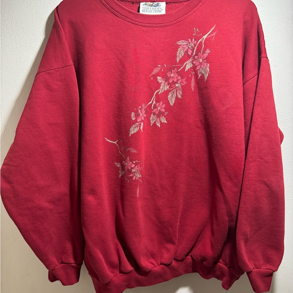 Northern Reflections Maroon Floral Men’s Sweatshirt Size M